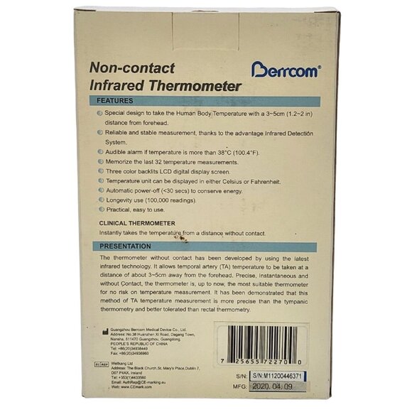 3x Berrcom Non-Contact Infrared Forehead Thermometer Model JXB-178 Body Temp - Picture 4 of 12